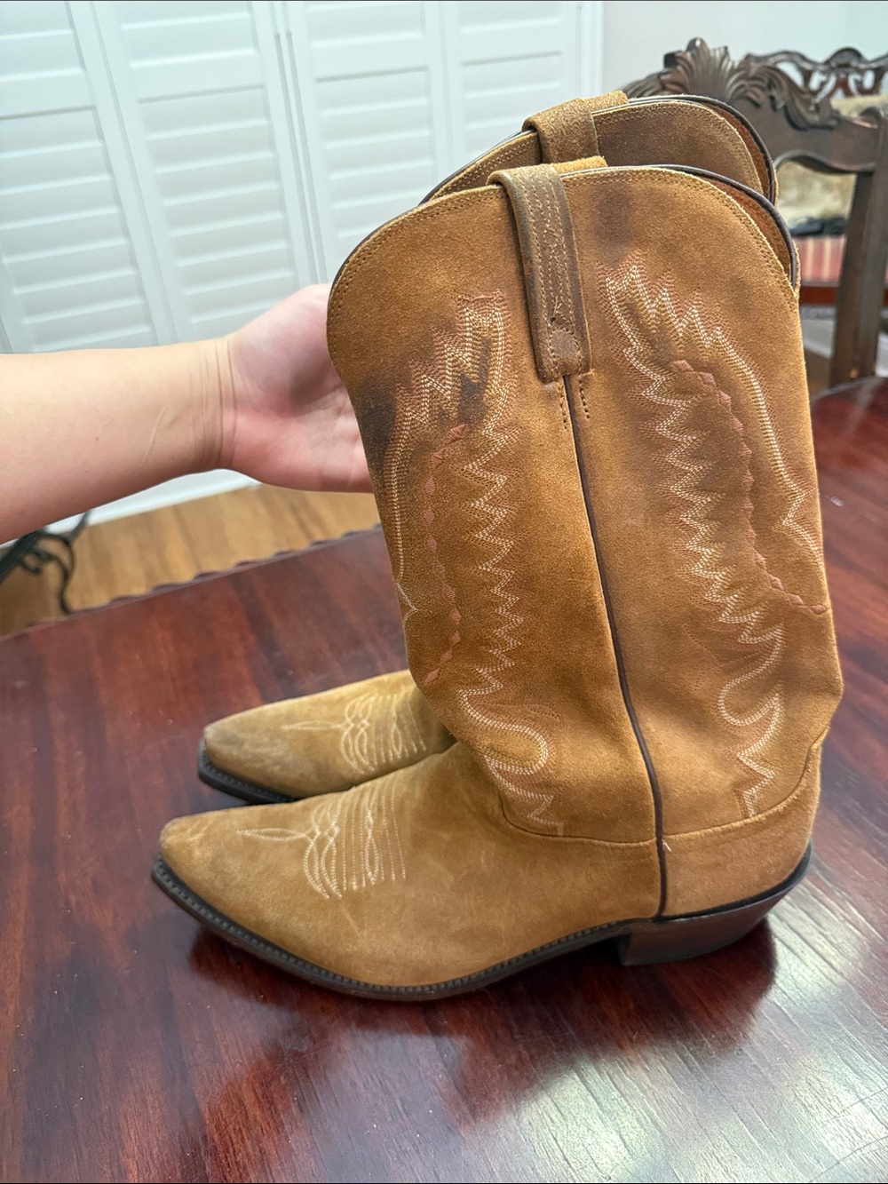 Lucchese Tan Suede Western Boots